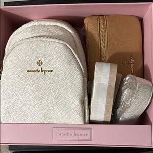 NWT Nanette Lepore White and Tan Bag Set